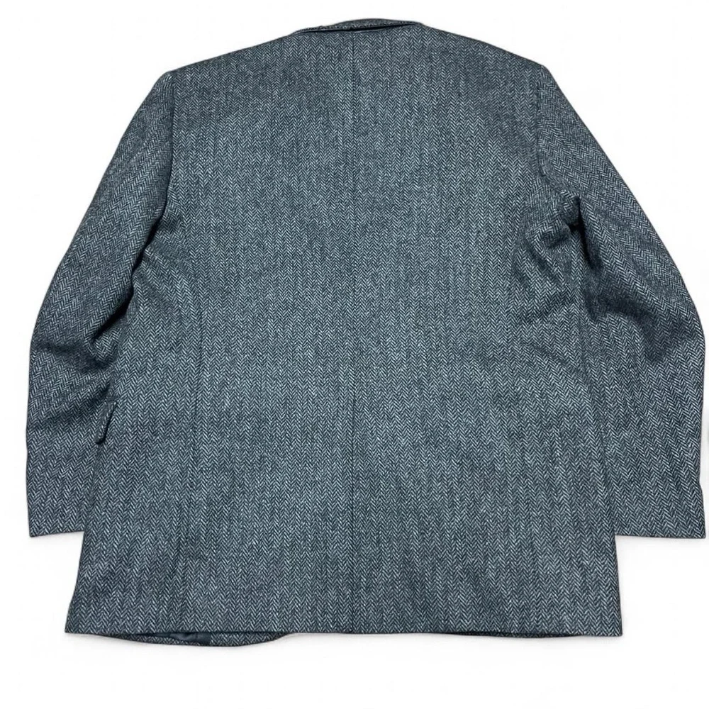 Vintage Barrington Mens 42R Gray Black Tweed Herringbone Flecked Wool Sport Coat